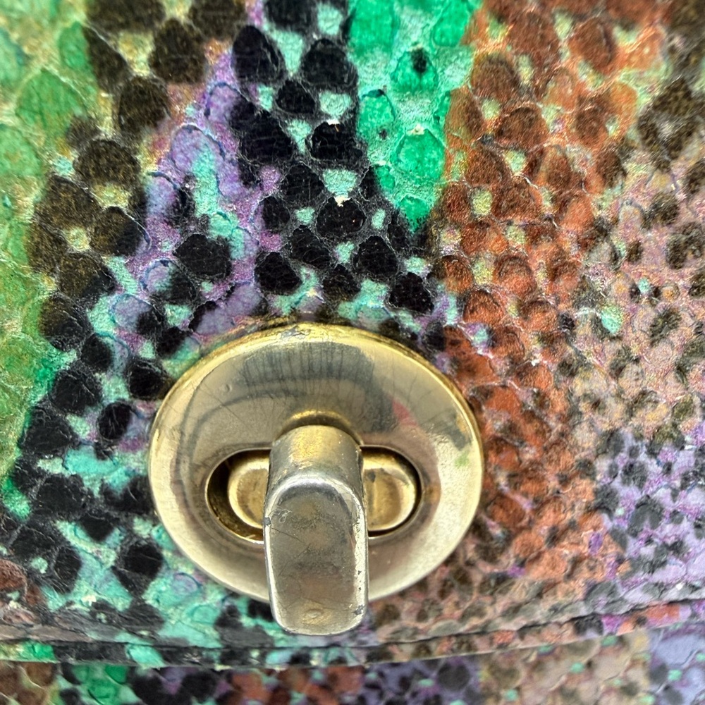 Vintage Phyllis Poland Made in Italy Snake Print Leather Crossbody Bag - Picture 10 of 13